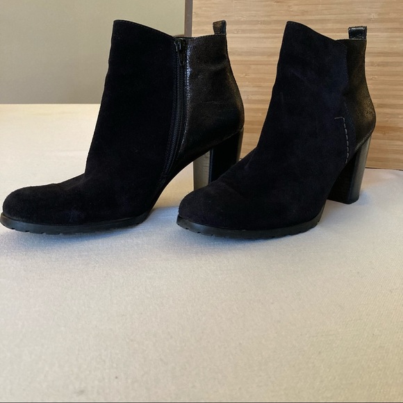 Paul Green Black Silver Suede Ankle Boots UK7.5 EU41 US 10 Heel Booties Austria - Picture 3 of 16